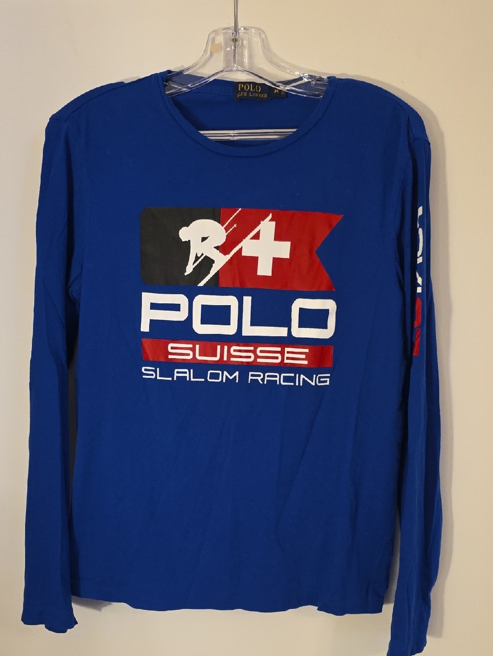 Polo by Ralph Lauren Blue Long Sleeve Polo Suisse Slalom Racing Tee
